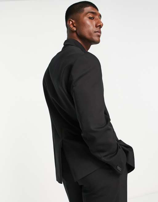 Viggo nueve asymmetrical suit blazer in black