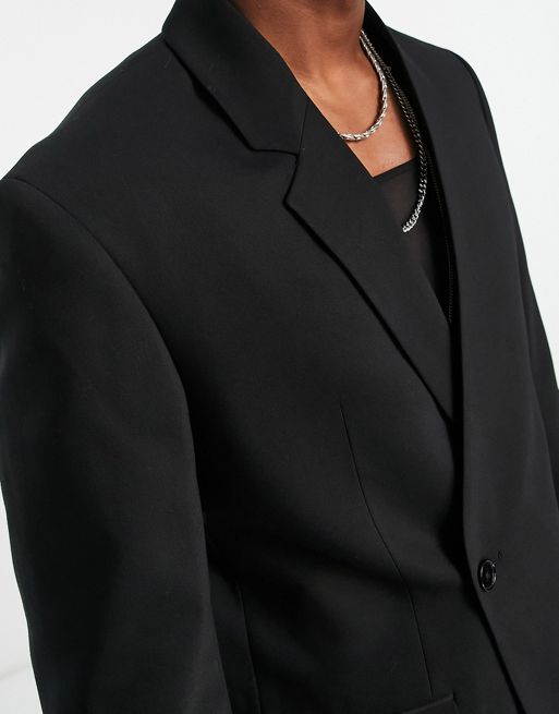 Viggo nueve asymmetrical suit blazer in black