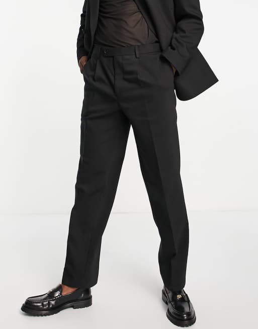 Viggo nueve relaxed wide suit trouser in black