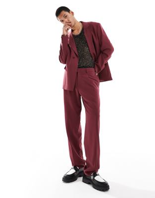 Viggo oversized suit jacket in burgundy co-ord-Red