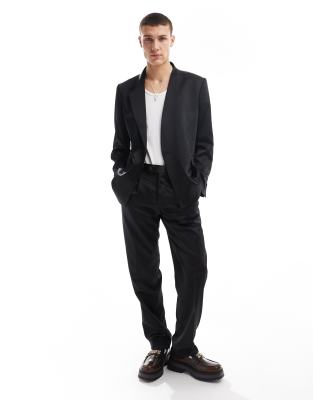 oversized suit pants in black high shine