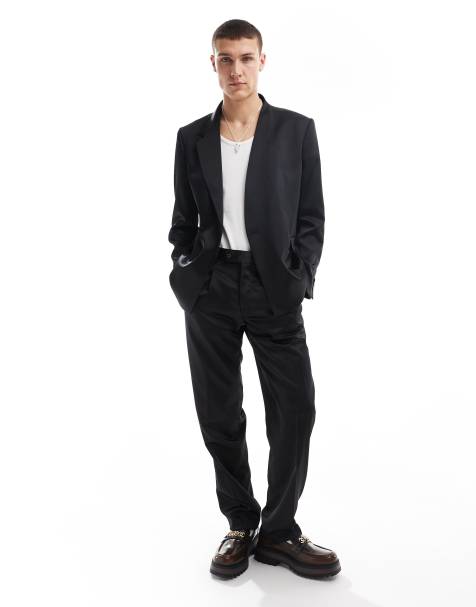 Viggo oversized suit trousers in black high shine  - view 1