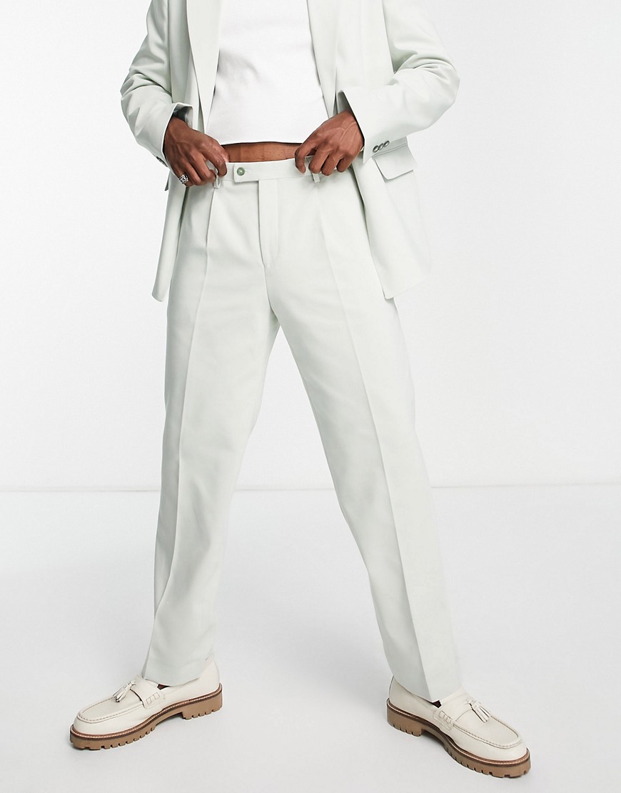 Viggo Pierre Relaxed Straight Suit Pants In Sage-green