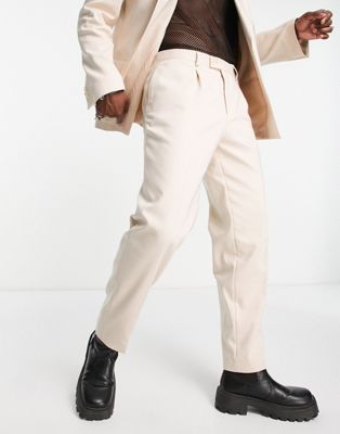 Viggo pierre relaxed straight suit trouser in beige
