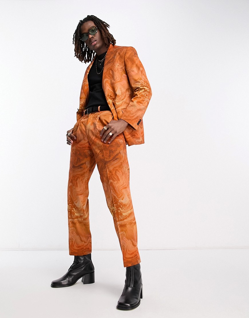 Viggo Pique Slick Suit Jacket In Orange