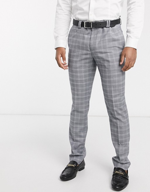 Viggo recycled polyester slim fit suit trousers in blue check