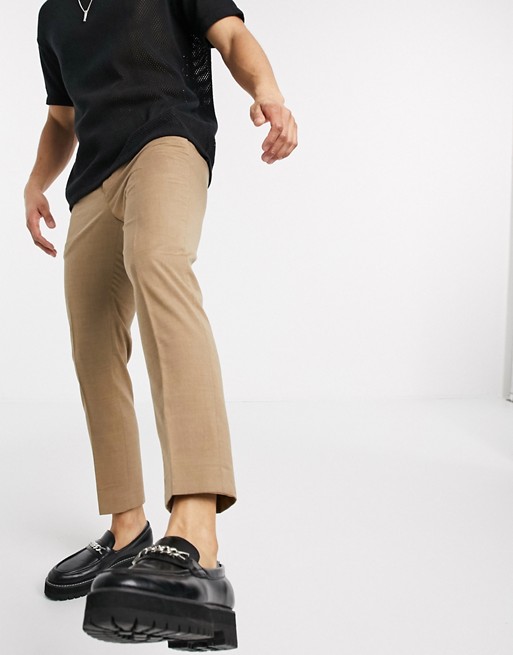 Viggo recycled polyester tapered cropped trousers in mushroom
