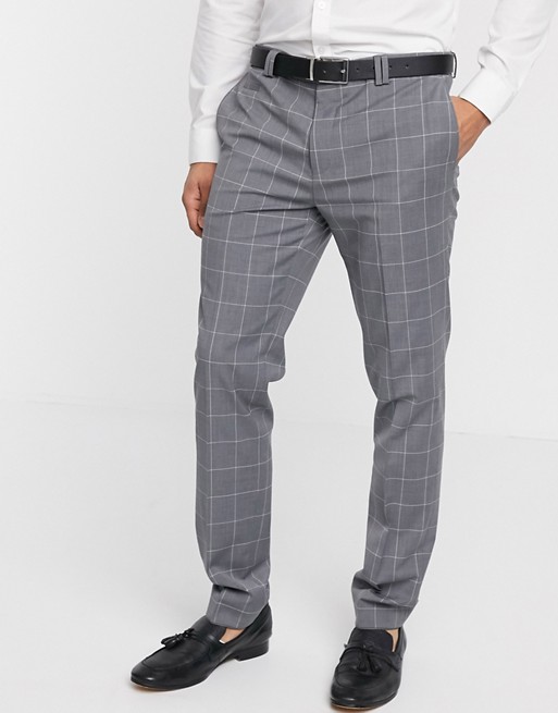 Viggo recycled wool trousers in grey windowpane check
