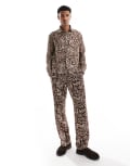 [Viggo] Viggo relaxed tailored pants in dark brown abstract print (part of a set)-Multi W36 L32 Multi