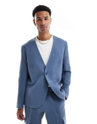 Viggo Viggo Santos jacket in waffle in stone blue co-ord