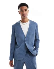 Viggo Santos jacket in waffle in stone blue (part of a set) - view 1