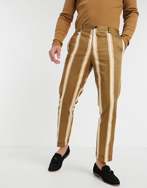Viggo smart trousers with stripes in mustard