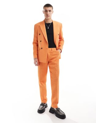 Viggo Suit Pants In Bright Orange Waffle