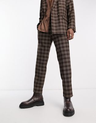 Viggo thierry check suit trousers in brown - ASOS Price Checker