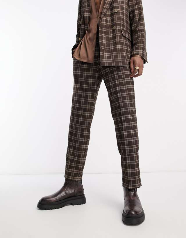 Viggo - thierry check suit trousers in brown