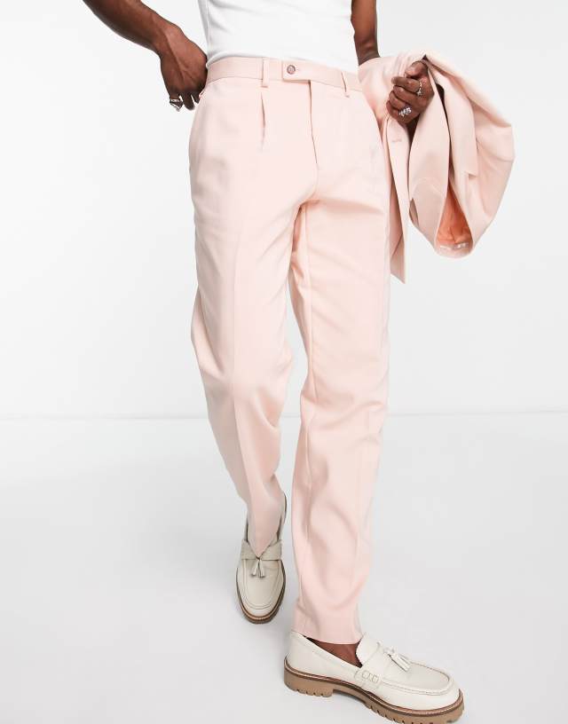 Viggo valle relaxed wide suit pants in peach