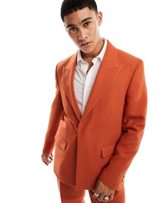 Viggo waffle suit jacket in burnt orange - ASOS Price Checker