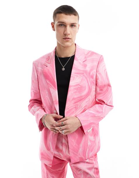 Viggo - Veste de costume oversize à imprimé tourbillons - Rose - view 1
