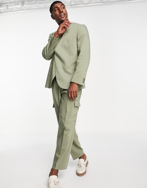 Viggo Viera technical suit blazer in khaki, 3 of 4