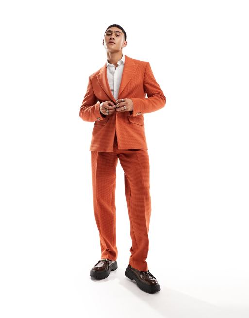 Viggo waffle suit jacket in burnt orange ASOS