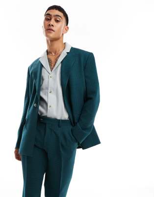 Viggo Waffle Suit Jacket In Green