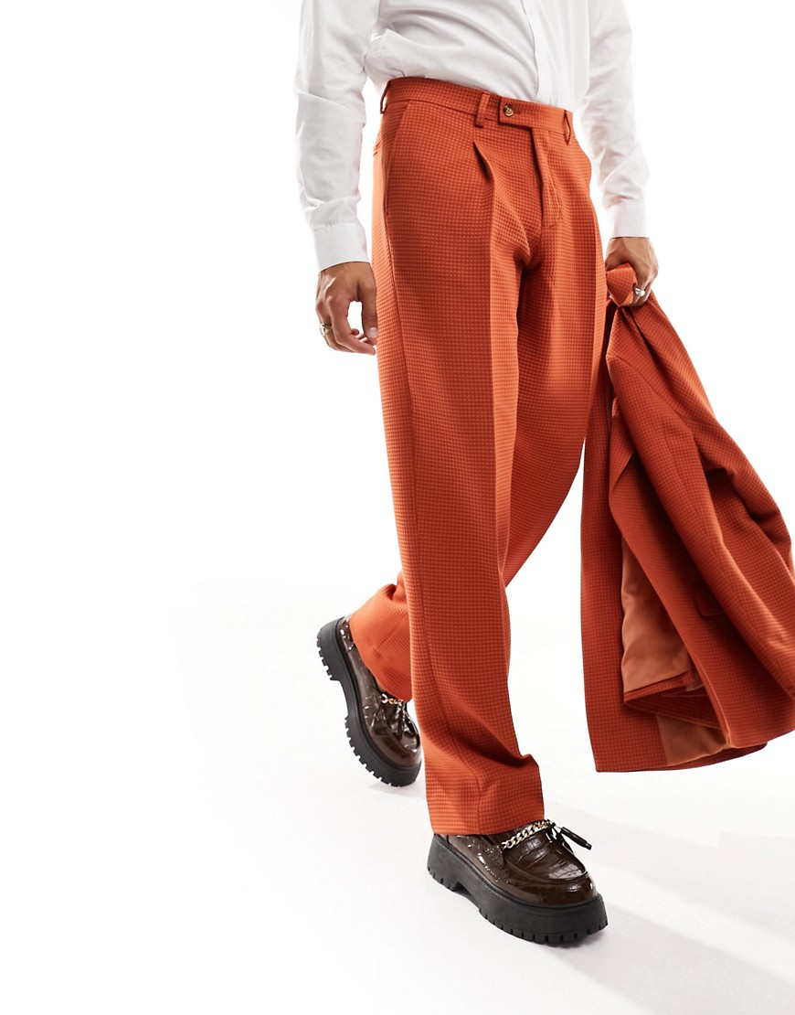 waffle suit pants in burnt orange