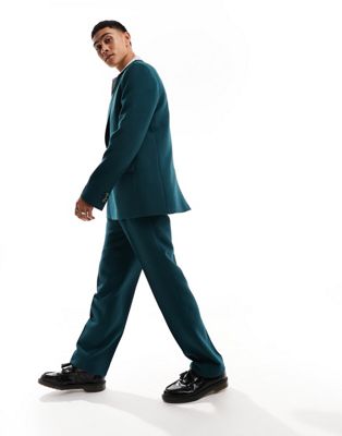 Viggo waffle suit trousers in green
