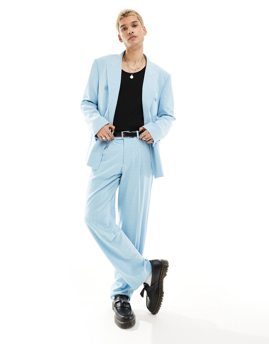 Viggo zidan printed suit trousers in baby blue