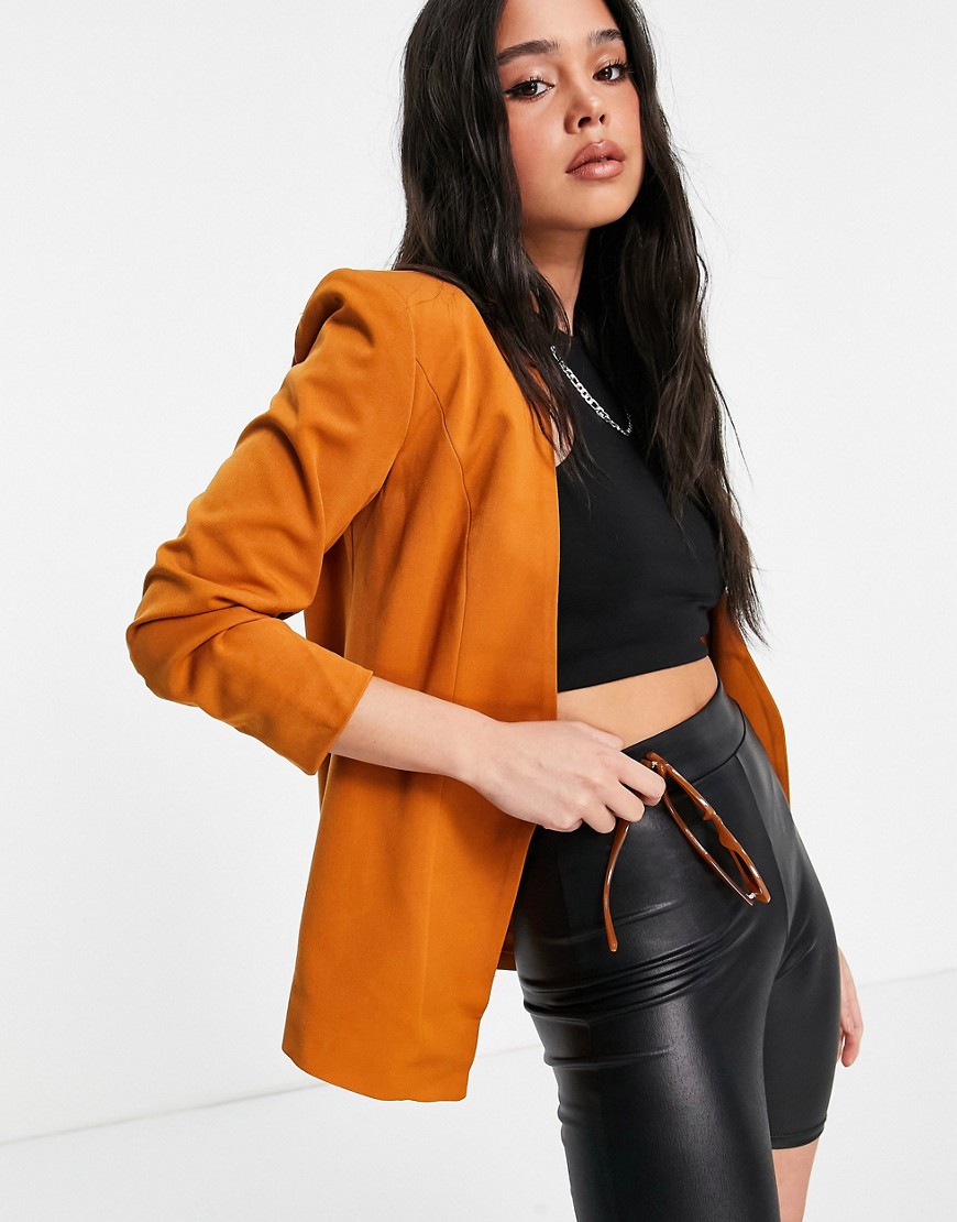 Vila 3/4 sleeve blazer in orange-Brown