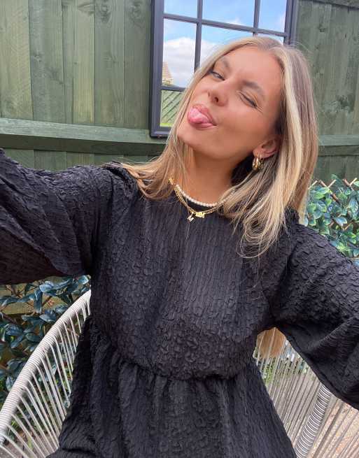Vila 3/4 sleeve smock dress in black | ASOS