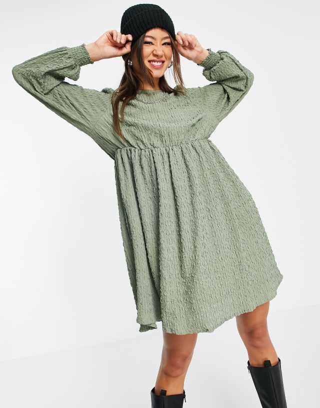 Vila 3/4 sleeve smock dress in green