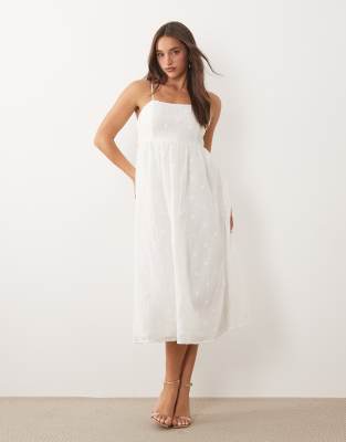 Vila 3d Floral Applique Textured Cami Maxi Dress In White