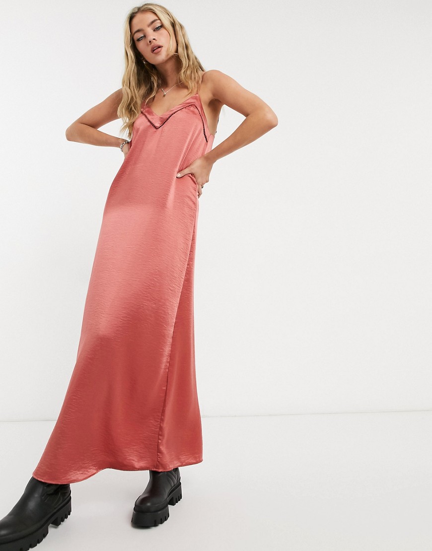 Vila a-line strappy maxi dress in pink