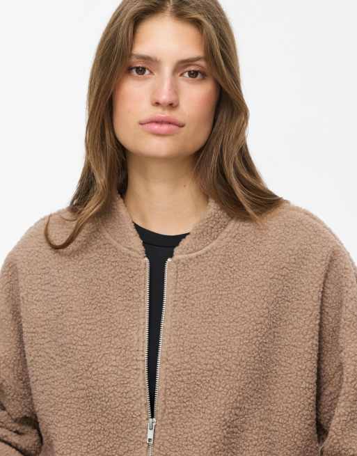 Vila Ada giacca bomber teddy con zip grigia, 4 di 7