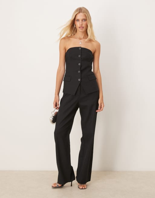 VILA bandeau tailored vest in black - part of a set, 2 of 4
