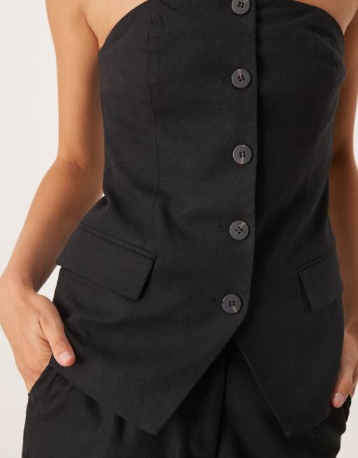 VILA bandeau tailored vest in black - part of a set, 3 of 4