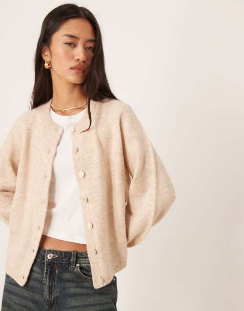 Vila super soft knitted cargidan in natural melange