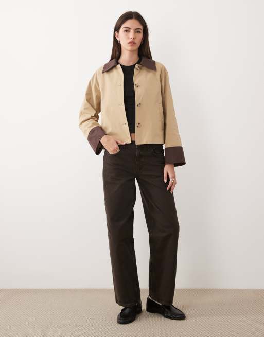 VILA - Barn jack met corduroy afwerking in beige, 2 van 4