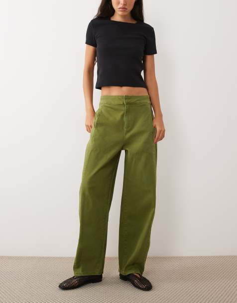 Vila Barrel-Leg-Jeans in Avocado - view 1