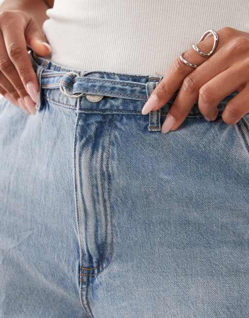 VILA belted denim shorts in light blue, 4 of 5