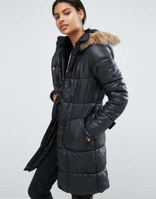 fur trim padded coat