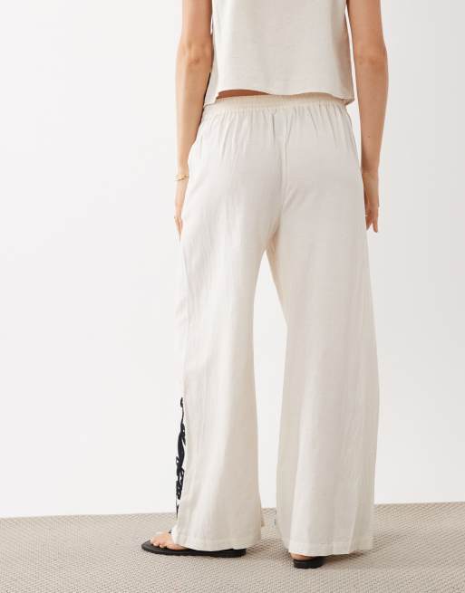 VILA – Bestickte, melierte Hose in Super Light mit weitem Bein, Kombiteil, 5 von 5