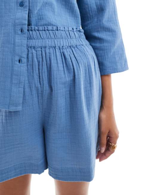 Vila - Blå shorts i hørlook - Del af sæt, 5 af 5