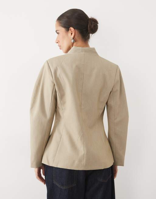 VILA - Blazer à manches cocon et détail à la taille - Naturel chiné, 4 de 4