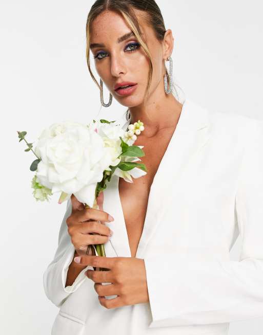 Vila - Blazer ajusté oversize de tailleur de mariée - Blanc, 3 de 4