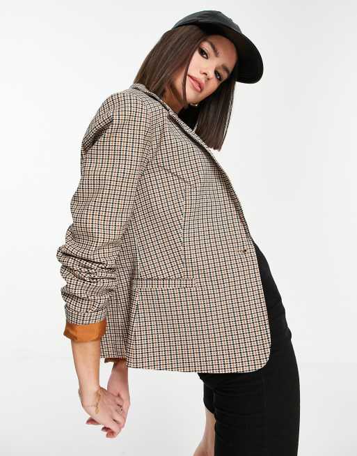 Vila blazer co-ord in brown check