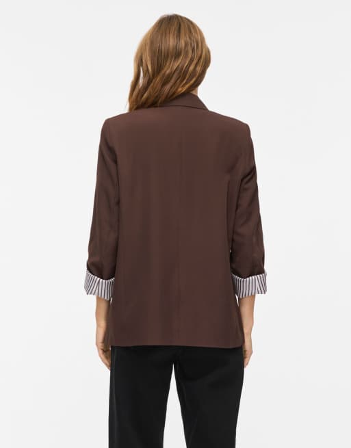 Vila blazer color marrone caffè, 2 di 7