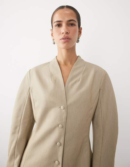 Vila blazer con maniche cocoon e dettaglio in vita, mélange, 1 di 4