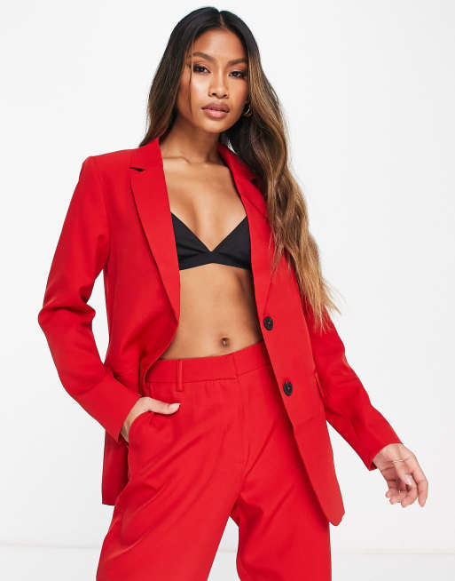 Vila - Blazer da abito oversize sartoriale rosso in coordinato