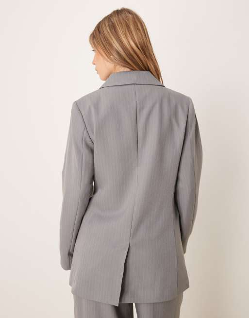 VILA - Blazer oversize sartoriale grigio in coordinato, 3 di 4